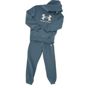 Boy's Under Armour 2 Pc Fleece Sweatsuit Big Logo Blue Size 7